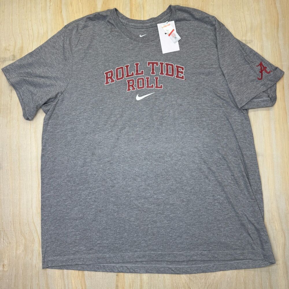 NEW Alabama Crimson Tide Nike 2-Hit Tri-Blend Performance Shirt Gray 2XL
